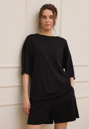 Футболка из джерси удлиненная чёрная